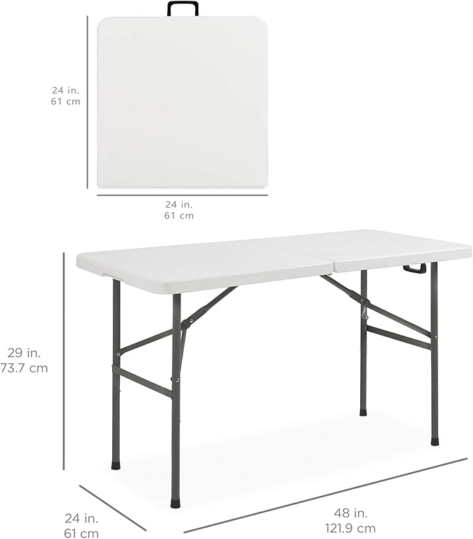Best Choice Products 4ft Plastic Folding Table, Indoor Outdoor Heavy Duty - Image 2