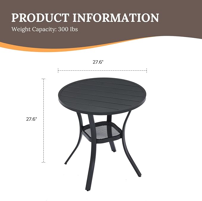 VICLLAX 27.5" Outdoor Round Patio Table - Image 3