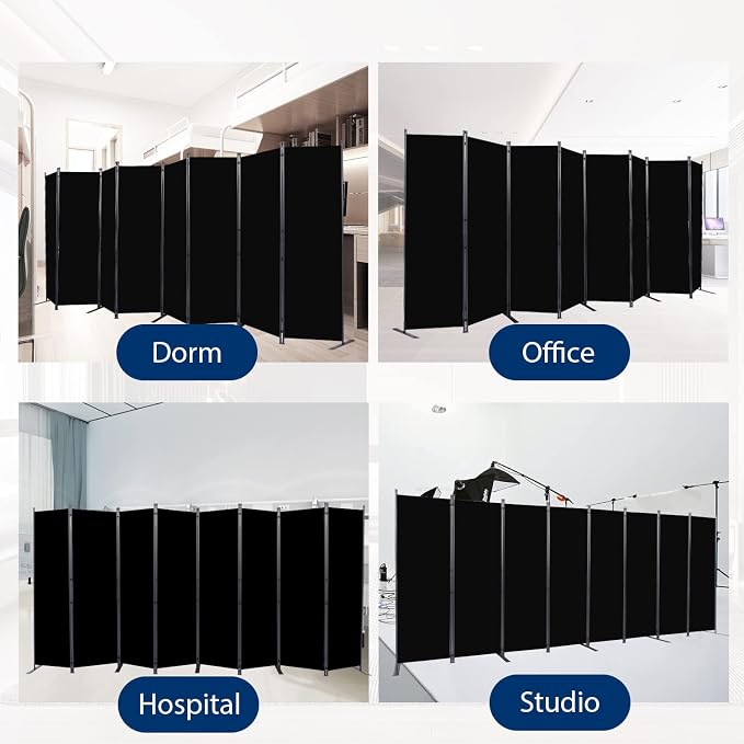 Room Divider and Folding Privacy Screens， 8 Panel Wide Room Divider Wall Screen - Image 6