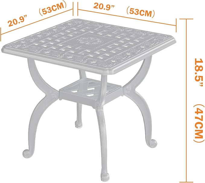 Cast Aluminum Outdoor Side Table, All Weather Square Bistro Table, Outdoor - Image 3