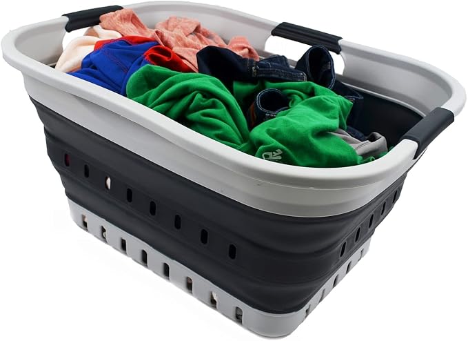 SAMMART 30L Collapsible Plastic Laundry Basket/Hamper-Foldable Storage - Image 5