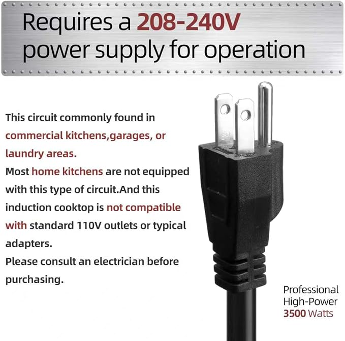 Portable Induction Cooktop 208-240V 3500W Commercial Range Countertop Burner - Image 7
