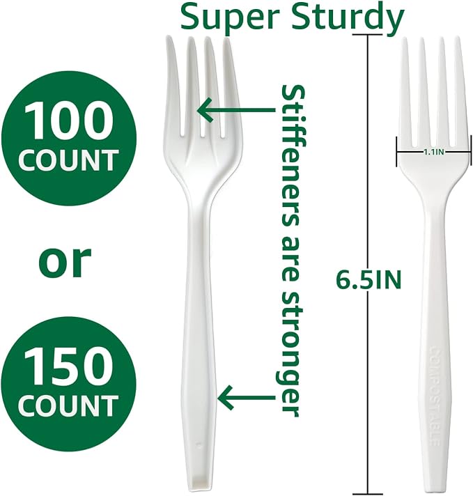 100% Compostable No Plastic Knives Forks Spoons Utensils, The Heavyweight Heavy - Image 2