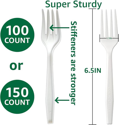100% Compostable No Plastic Knives Forks Spoons Utensils, The Heavyweight Heavy - Image 2