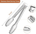 Stainless Steel Serving Tongs, 9-Inch Silver Set of 6