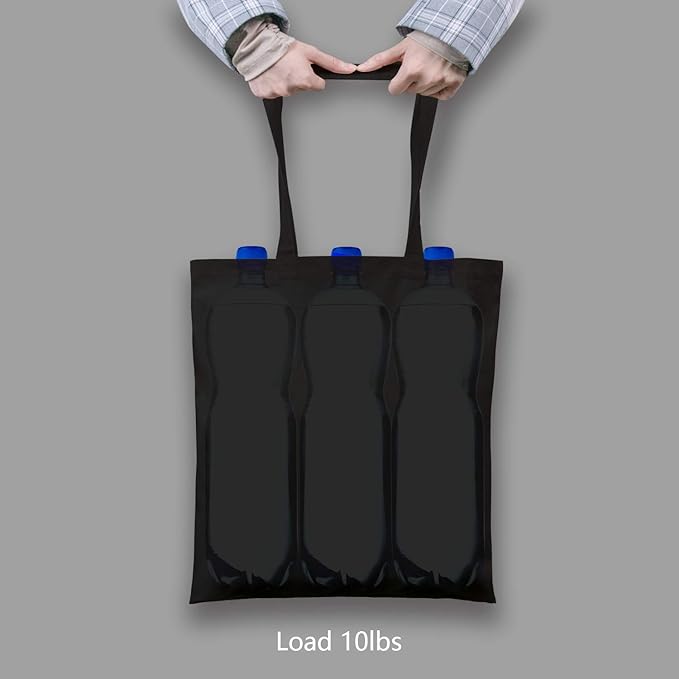 TOPDesign 6-Pack Economical 16"x15" Black Cotton Tote Bag, Lightweight Medium - Image 6