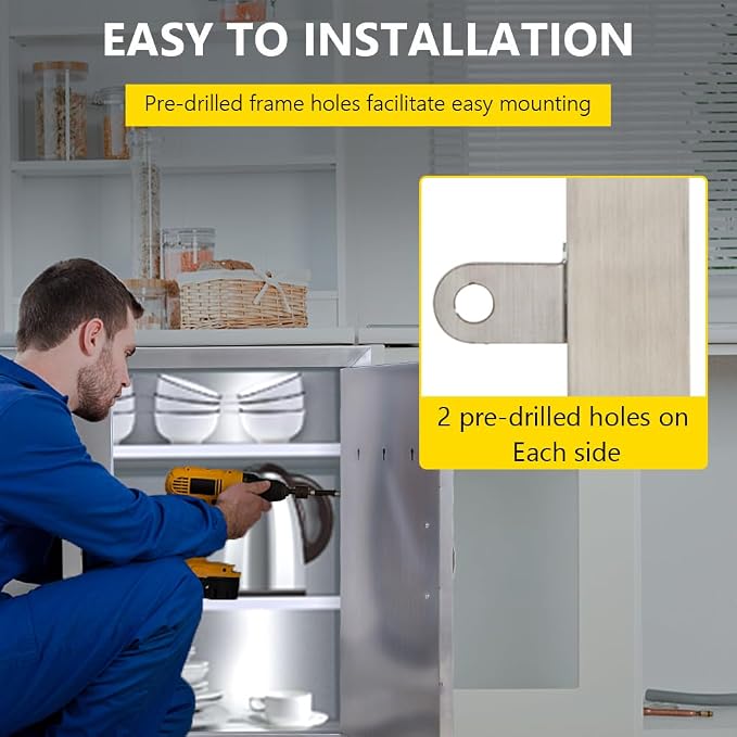 30.5"x21" Brushed Stainless Steel BBQ Access Door, Double Door - Image 3
