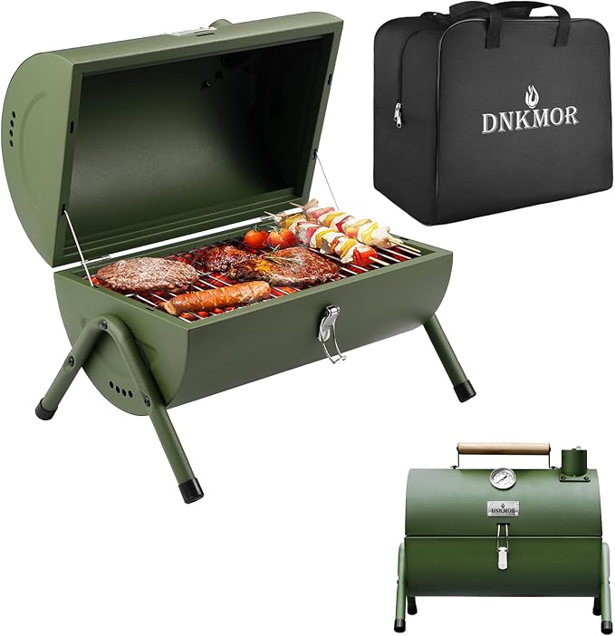 Portable Charcoal Grill, Tabletop Outdoor Barbecue Smoker, Small BBQ Grill by DNKMOR