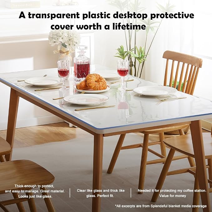 Dining Room Table Protector Clear PVC Tablecloth Mat Plastic Table Pad - Image 7