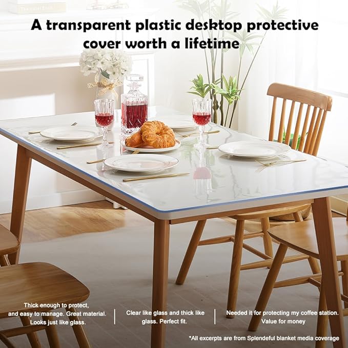 Clear PVC Table Cover Protector Square 54x54 Water Resistant Square Plastic - Image 7