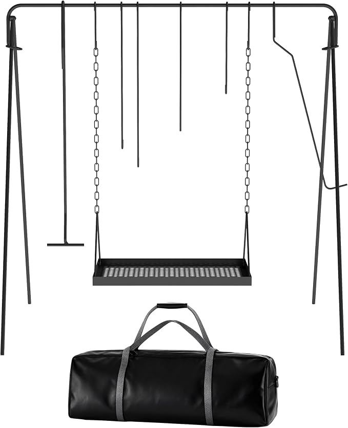 Campfire Swing Grill with Adjustable Grill Cooking Rack, Camp Fire Cooking by ABSCONDO