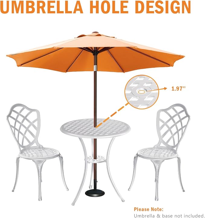 3 Piece Patio Bistro Set, Outdoor Bistro Table and Chairs Set of 2 w/Umbrella - Image 8