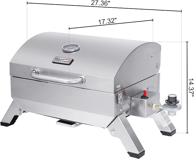 Royal Gourmet GT1001 Stainless Steel Portable Grill, 10000 BTU BBQ Tabletop Gas - Image 3