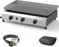 3 Burner BBQ Flat Top Grill, 25.6 Inch Stainless Steel Portable Detachable Gas by ADREAK