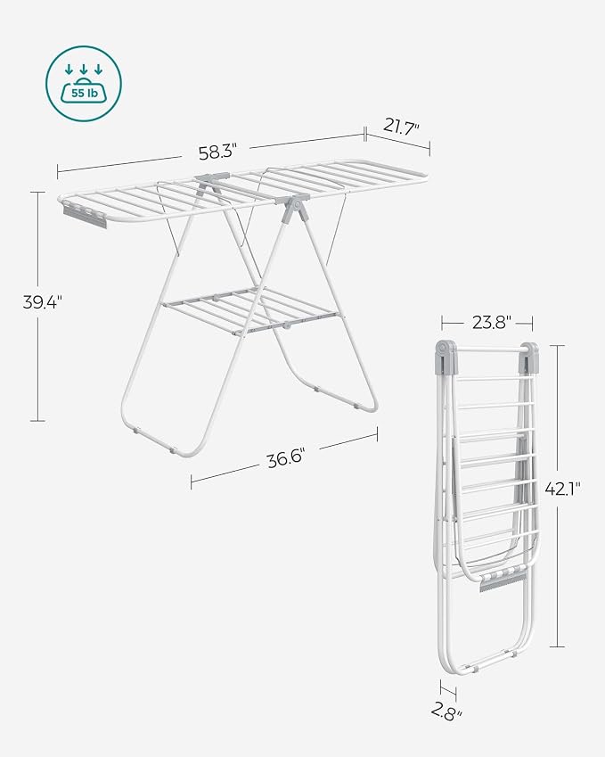 SONGMICS Clothes Drying Rack, - Image 6