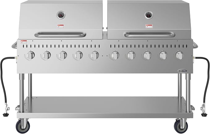 72 in. 10-Burner Commercial Outdoor Propane Gas Grill by KoolMore
