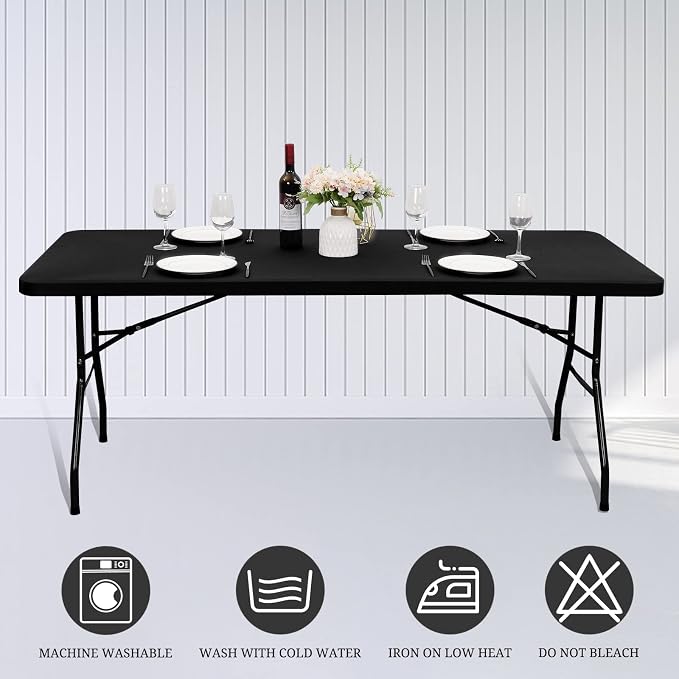 10 Pack Stretch Fabric Table Top Cap Cover, fits 8' Tables, Spandex Table - Image 5