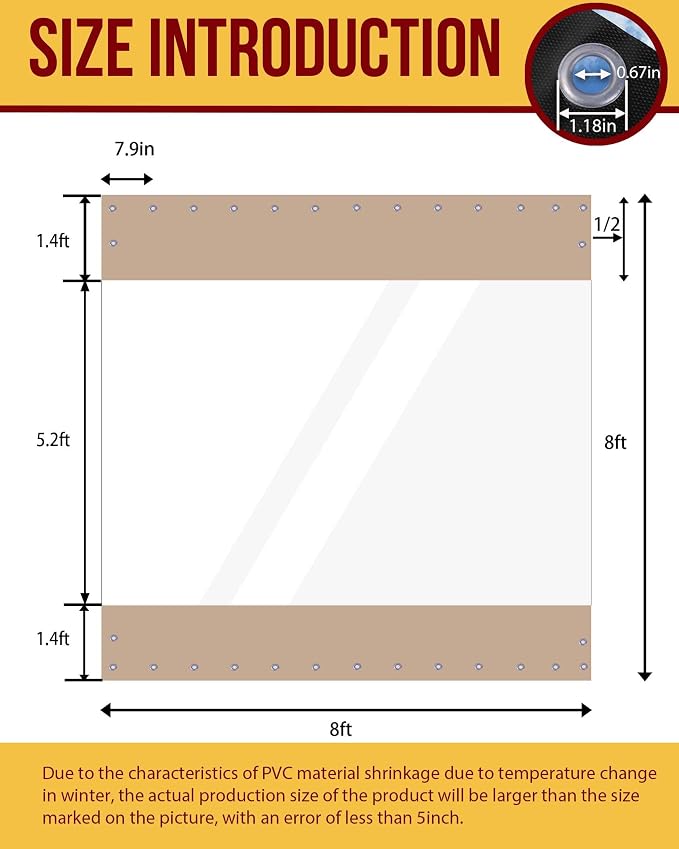 FoundGo 8'Hx8'W Outdoor Vinyl Curtains - Image 3