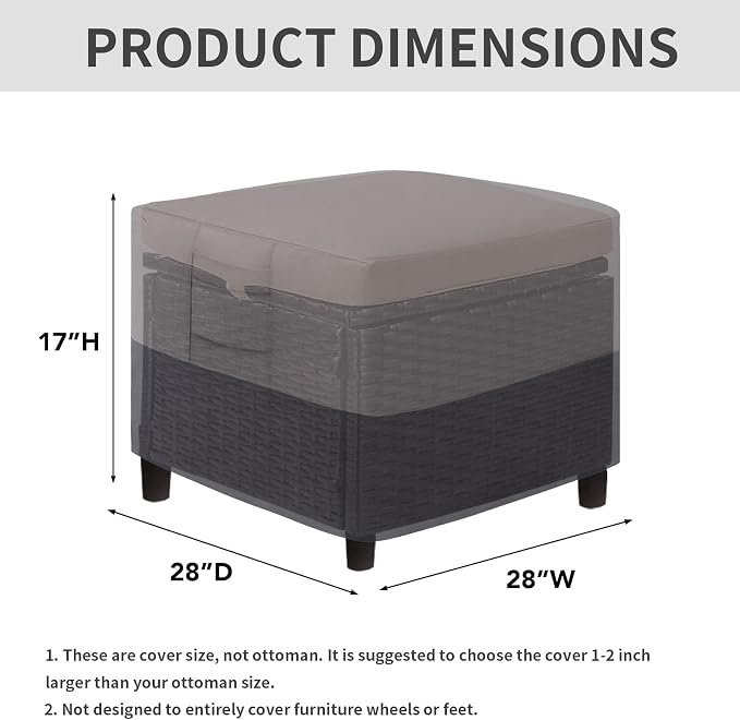 Easy-Going Outdoor Ottoman Cover, Waterproof Patio Ottoman Cover, Heavy Duty - Image 2