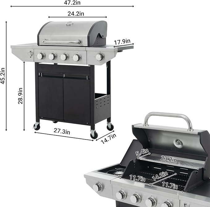 Endark BBQ Grill with 5-Burner Propane Gas Grill, Barbecue Grill 46500 BTU - Image 3