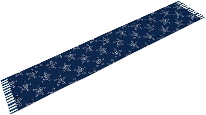 Starfish Table Runner, Summer Coastal Navy Blue Nautical Tropical Rustic - Image 6