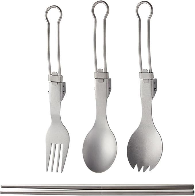 Folding Metal Camping Cutlery Set Portable Outdoor Picnics Cutlery Tableware by Unknown