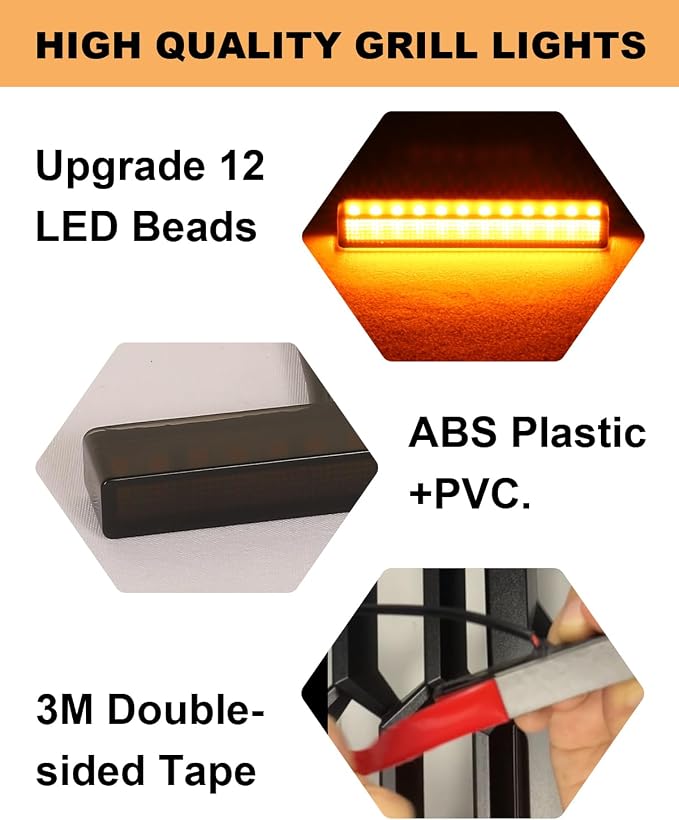 LED Grill Light for 2025 2024 Chevrolet Silverado Raptor Grille Lights Amber - Image 3