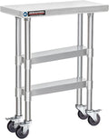 DuraSteel Stainless Steel Work Table 30" x 12" x 34" Height w/ 4 Caster Wheels by Unknown