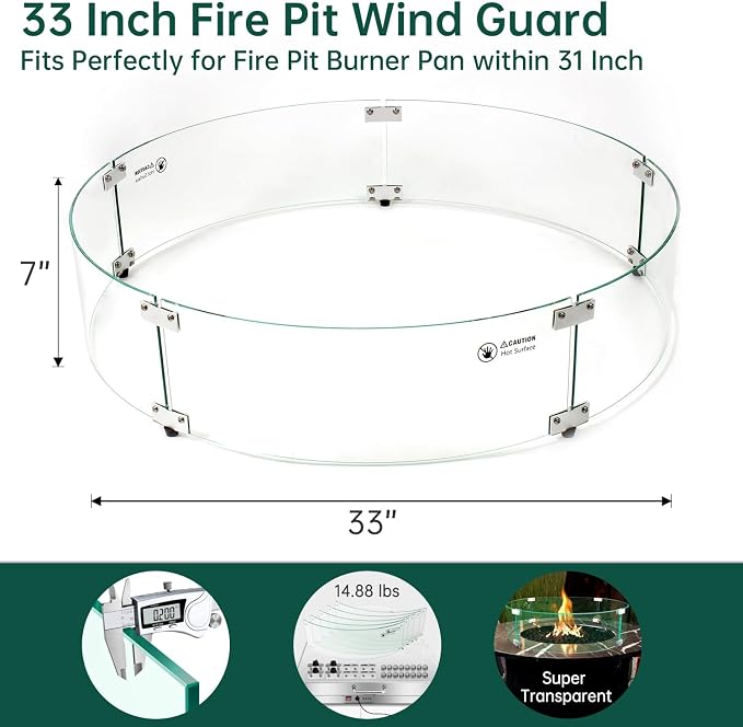 33" x 33" x 7" Round Fire Pit Wind Guard - Image 2