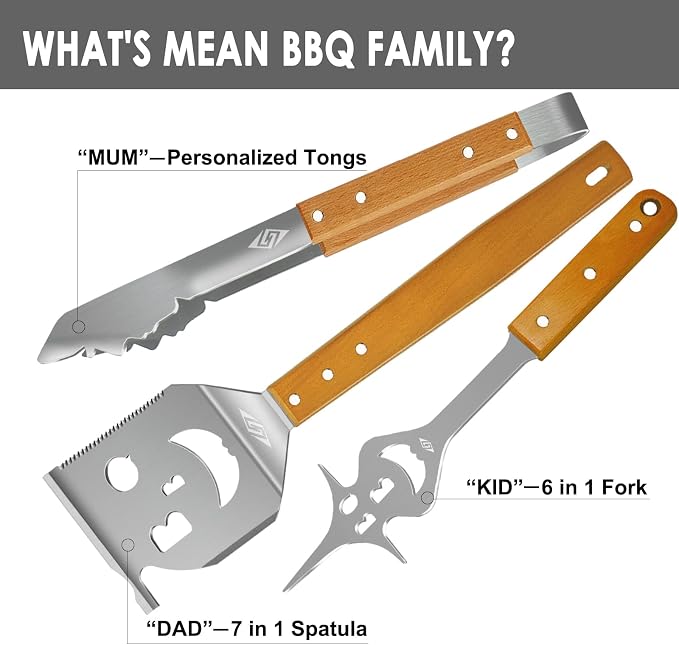 BBQ Tools Grill Set, Extra Long BBQ Accessories, Grill Accessories - Image 2