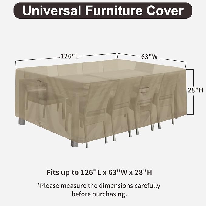 PureFit Patio Furniture Covers, Outdoor Table Furniture Cover Waterproof - Image 2