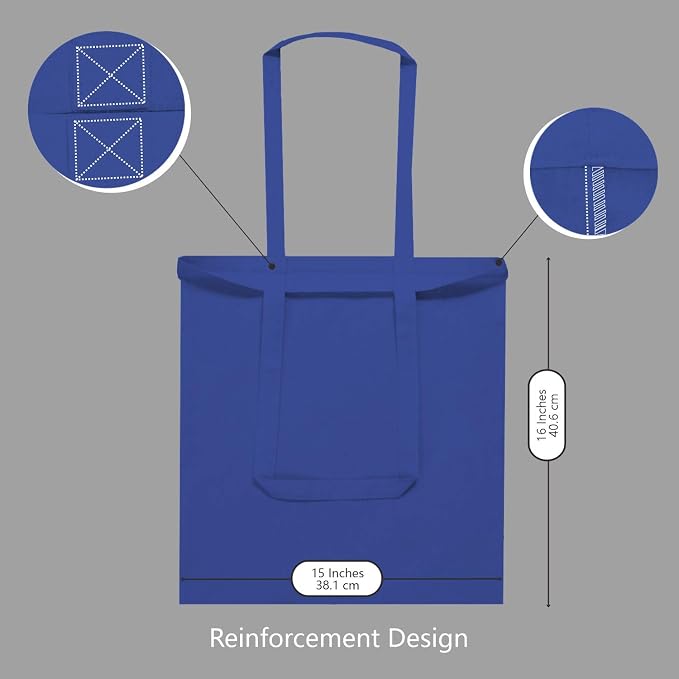 TOPDesign 24-Pack Economical 16"x15" Blue Cotton Tote Bag, Lightweight Medium - Image 5