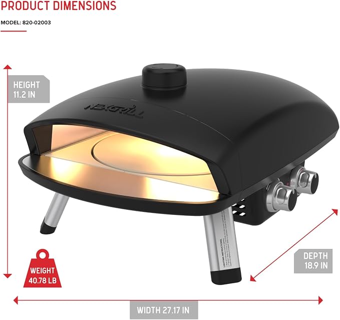 Nexgrill Ora 12" Tabletop Propane Pizza Oven, Cast Aluminum Frame, Portable Gas - Image 7