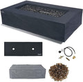 Elementi+ | Cape Town Gas Fire Pit Cast Concrete 56" Rectangular Fire Table by AMSFireplaceInc
