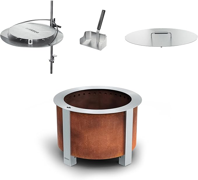 Breeo Smokeless Fire Pit Warmth Bundle | 27.5 inch Smokeless Firepit by Breeo