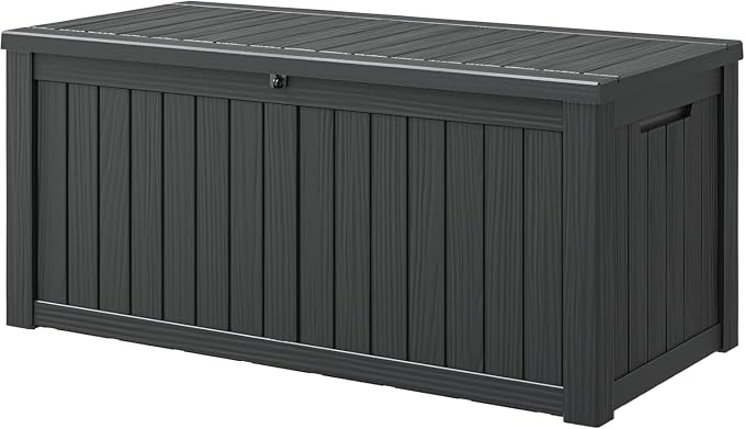 NUNU LAB 180 Gallon Outdoor Storage Box, Resin Large Sturdy Deck Box, Backyard by NUNULAB