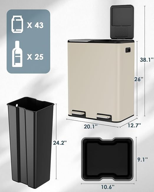 Arlopu 16Gal Dual Trash Can w/2 Built-in Box - Image 2