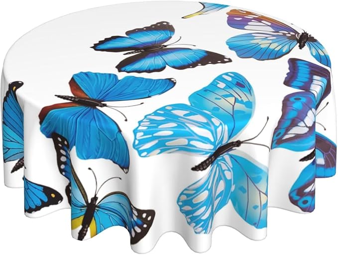 Bule Butterfly Round Tablecloth Beautiful - Image 2