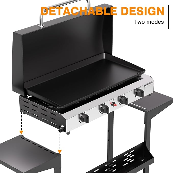 4 Burner Propane Griddle with Lid, 30 Inch Stainless Steel Portable Detachable - Image 7