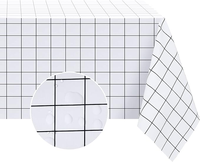 Romanstile Rectangle Vinyl Tablecloth, 100% Waterproof Oil-Proof Checkered by Romanstile