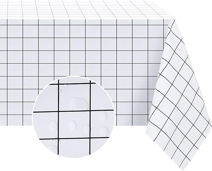 Romanstile Rectangle Vinyl Tablecloth, 100% Waterproof Oil-Proof Checkered by Romanstile