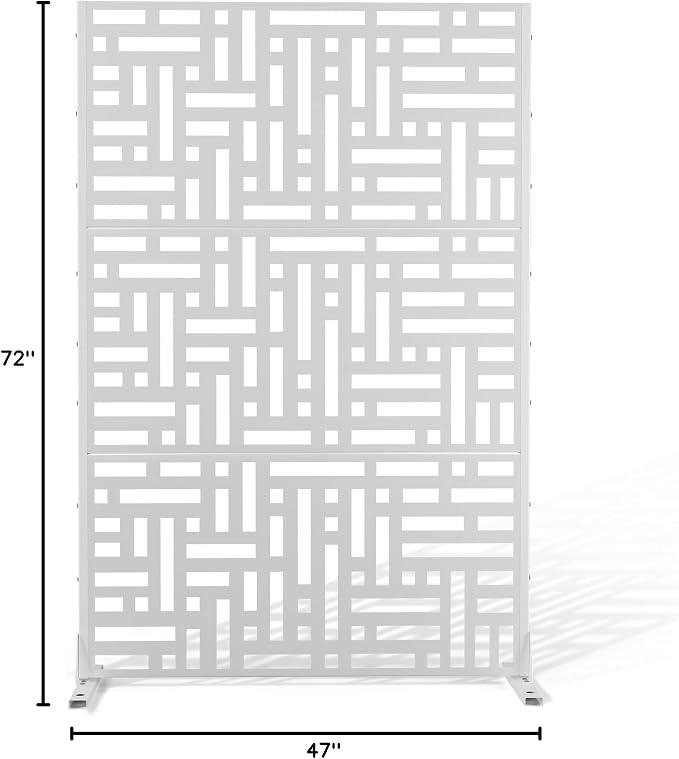 Metal Privacy Screen Outdoor 72" H×47" W, Freestanding Decorative Privacy Screen - Image 8