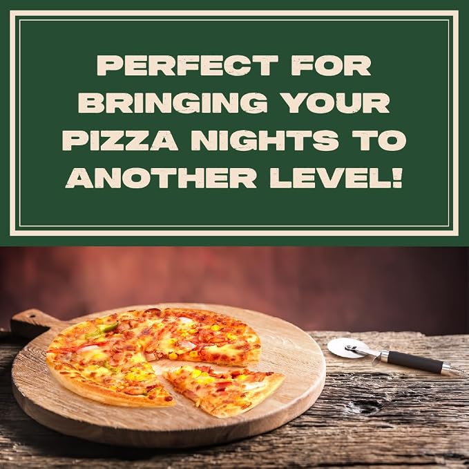 Concord 3 Piece Pizza Stone, Pizza Peel, Pizza Cutter, - Image 6