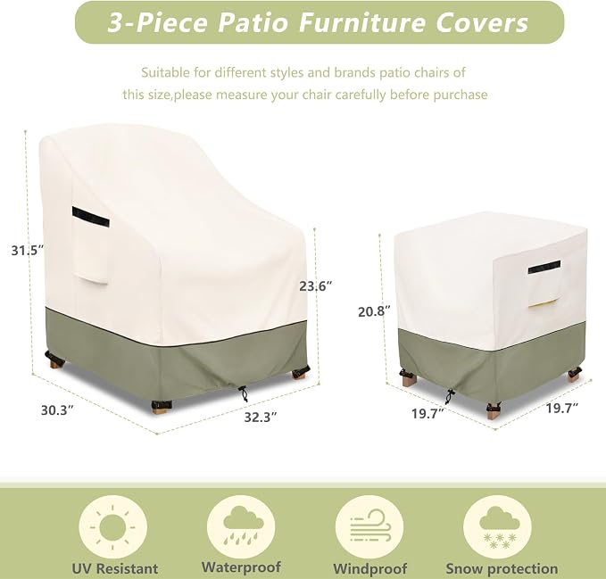 3-Piece Patio Furniture Covers Waterproof - Image 2