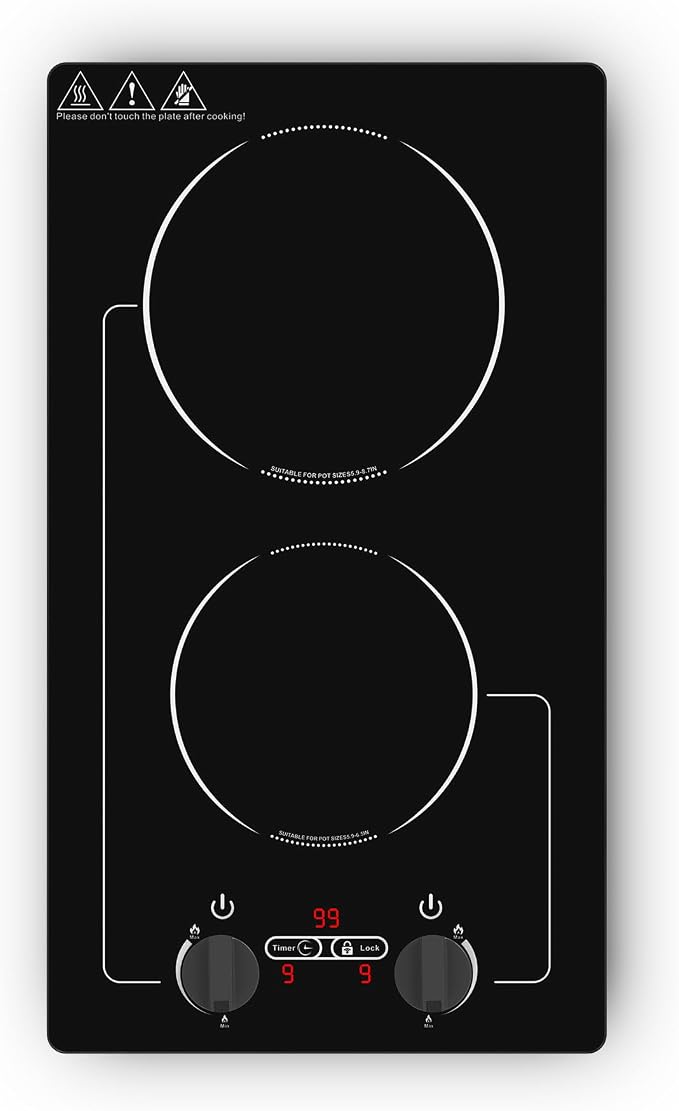 VBGK Induction Cooktop, 110V 2300W 2 burner hot plate by VBGKElectricCooktopandInductionCooktop