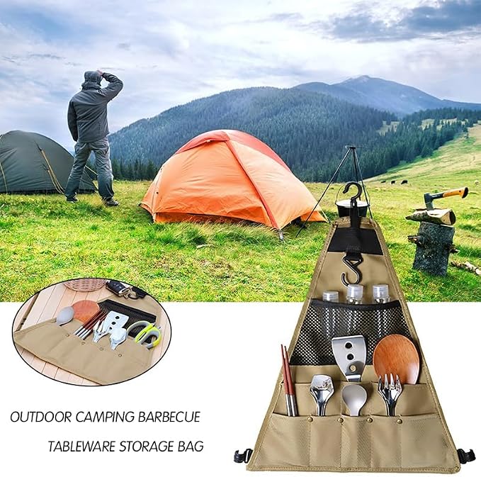 Outdoor Camping Utensil Organizer Bag – Portable Hanging Triangular Storage - Image 4