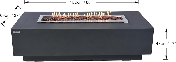 Elementi Granville Fire Pit Bundle Outdoor Firepit Set Includes 60” Dark Grey - Image 5