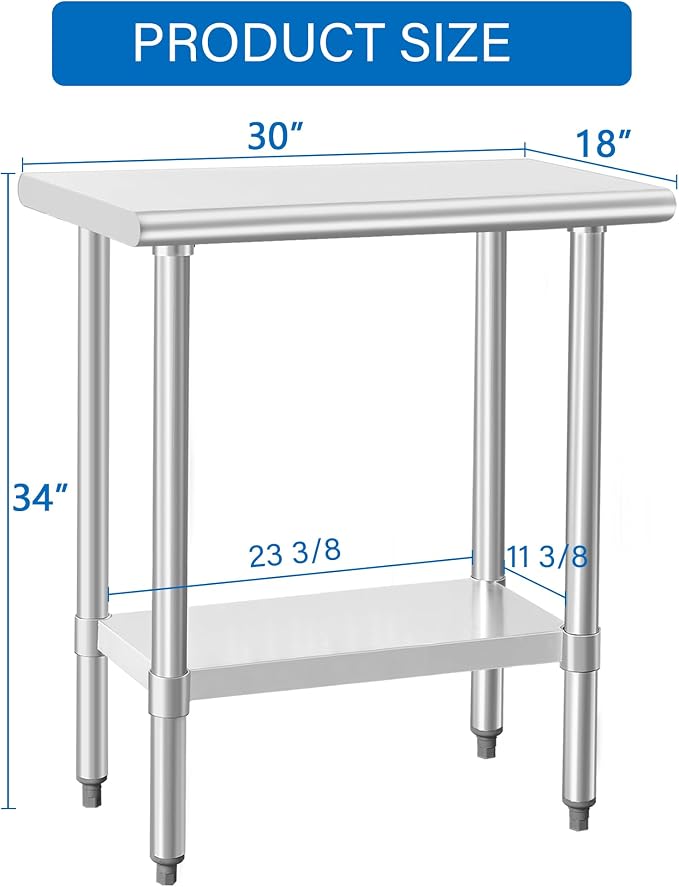 HARDURA Stainless Steel Work Table Commercial 18×30 Inches Kitchen Prep Table - Image 2