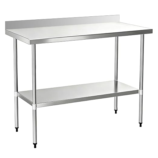 Stainless Steel Work Table 24 x 48 Inch, NSF Commercial Prep Table by OKEYOLIVE