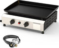2 Burner BBQ Gas Griddle, 17.3 Inch Stainless Steel Portable Detachable Propane by ADREAK